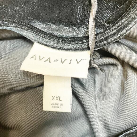 Ava & Viv Women's Holiday Long Sleeve Rosette Midi A Line Dress Black Size XXL - Picture 5 of 6